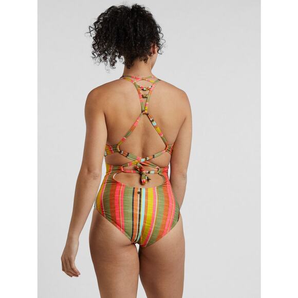 [Prana] Multi-Color Fergusen Cacti Soleil Stripe One-Piece Swimsuit Sz Medium M - Picture 3 of 14